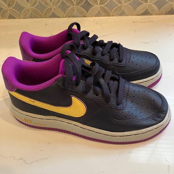 Nike Other - Kids Size 4Y Nike Air Force 1 Purple Yellow Athletic Sneakers DX5805 500